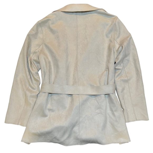 NWT BANANA REPUBLIC Women's Wrap Tie Jacket XL Faux Suede Beige - Picture 2 of 6